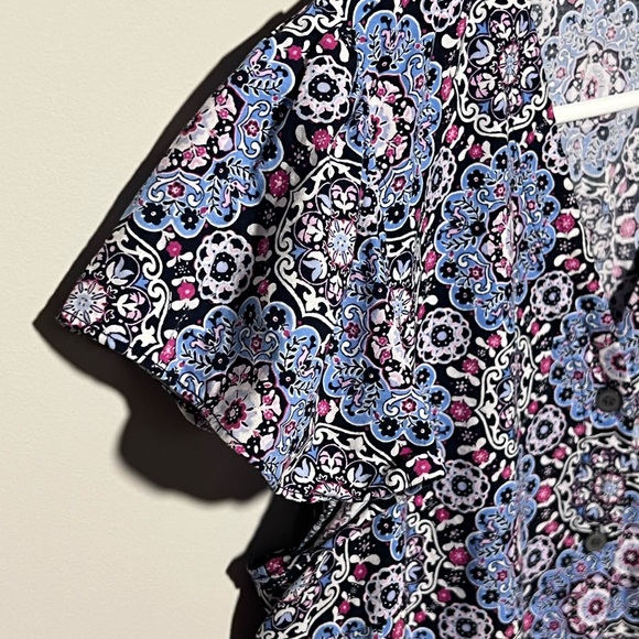 LOFT Petite Medallion Button Ruffle Flounce Dress - Picture 5 of 7